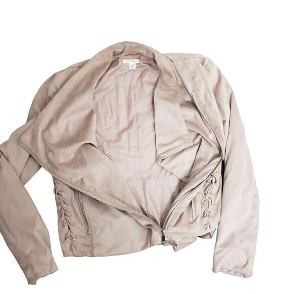 Miami Womens Size Medium‎ Tan Colored Super Soft Faux Suede Asymmetrical Jacket - Picture 5 of 7